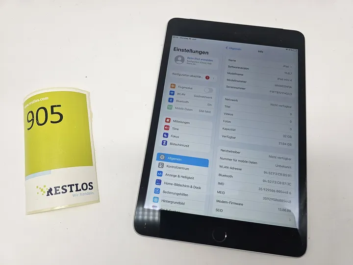 iPad Mini 4 32GB + Simkartenslot